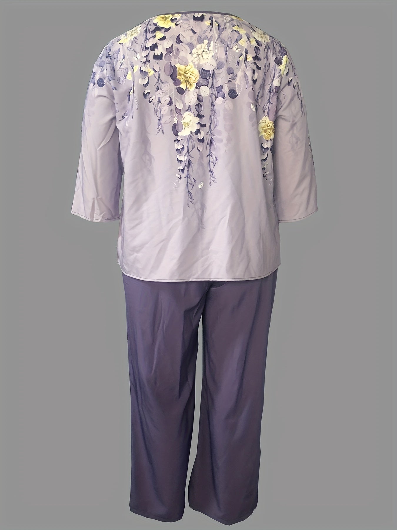 Women's Plus Floral Print Top & Pants 2 Piece Set