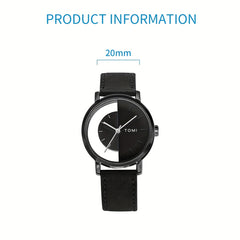 Men's Round Dial Quartz Watch & Letter Detail Bracelet Set
