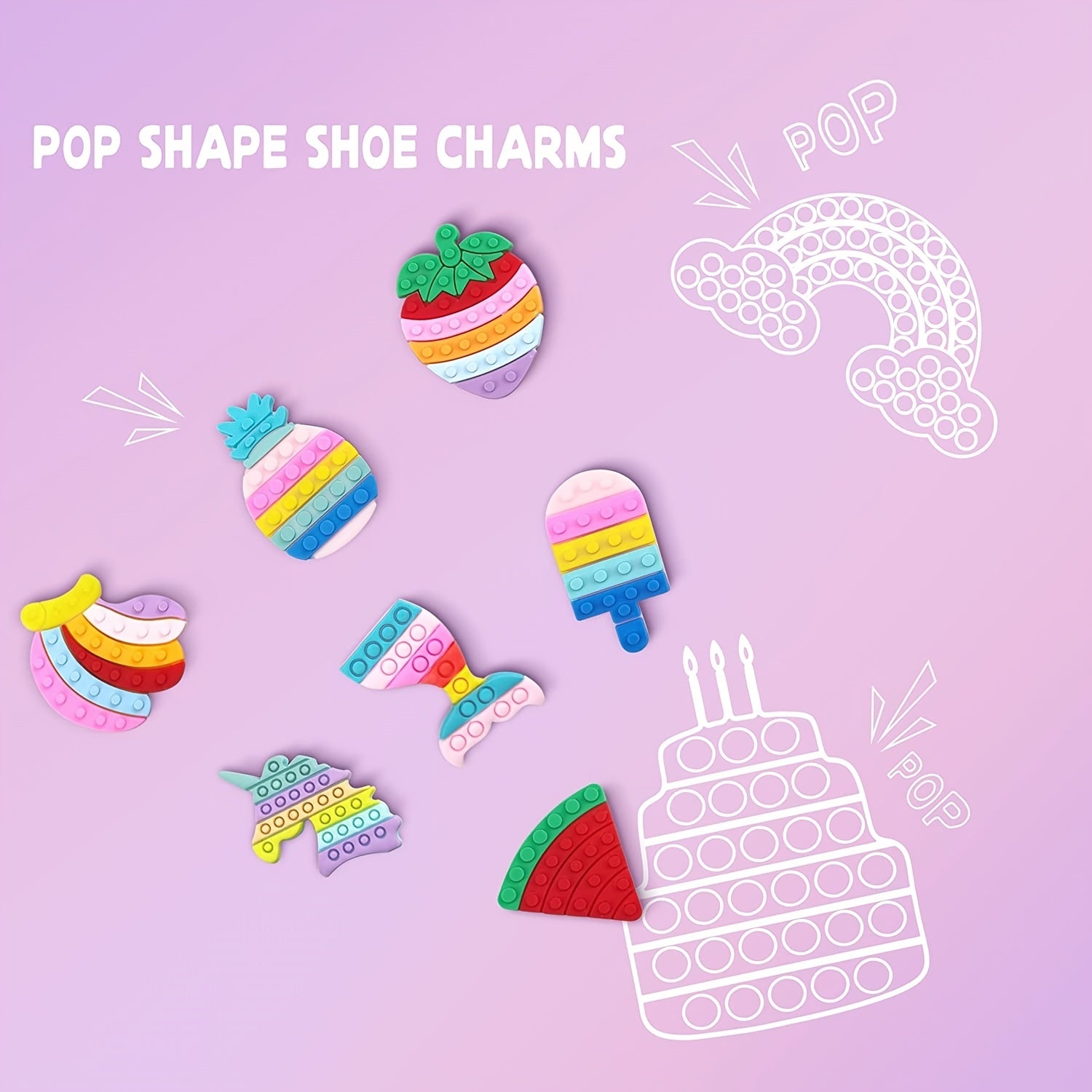21pcs Pop Themed Girls Shoe Charms Kit Shoe Decoration Accessories