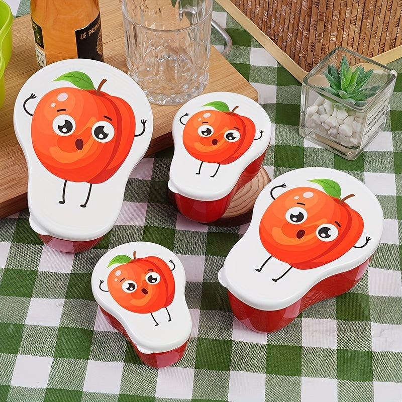4pcs Fruit Pattern Sandwich Containers Portion Control Lunch Boxes for Snacks