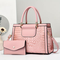 Crocodile Pattern Tote Bag Shoulder Crossbody Zipper Closure Versatile Style