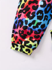 Girls Leopard Print Long Jumpsuit