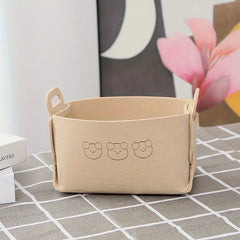 Bear Felt Storage Basket Desktop Storage Box Foldable Storage Basket