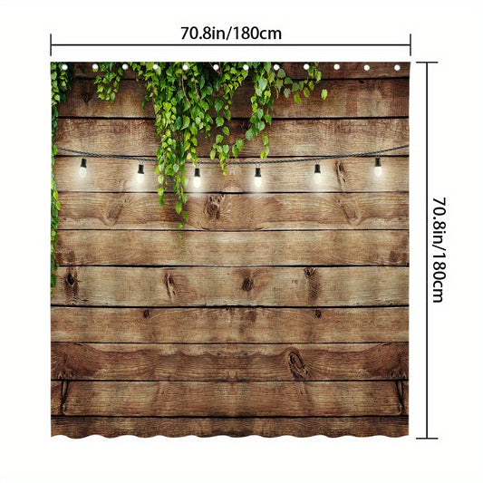 Vintage Wooden Panel Shower Curtain Western Theme Bathroom Decor