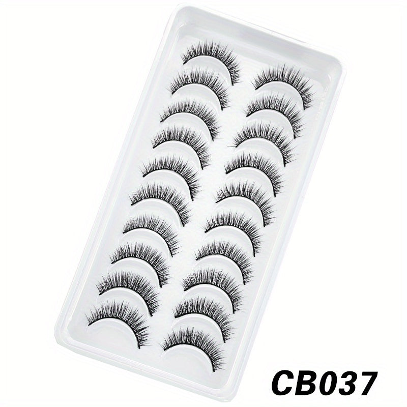 10 Pairs 3D False Eyelashes Faux Mink Lashes Reusable Makeup Tool