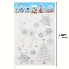 Colorful Snowflake Christmas Tree Snowman Window Stickers
