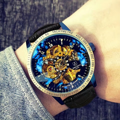 Transparent Bottom Automatic Mechanical Watch Steel Band