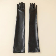 Bright PU Leather Long Gloves for Party Prom Performance