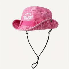 Embroidered Bucket Hats Washed Packable Beach Sun Hats Men Women Hat Strings