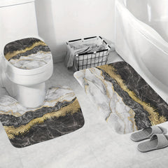 Marble Pattern Shower Curtain Set 4Pcs