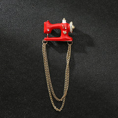 Sewing Machine Tassel Brooch Men's Chain Suit Personality Accessories