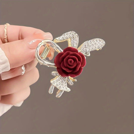 Vintage Bunny Hair Grip Red Rose Decor Hair Clip Women Girls Party Decors