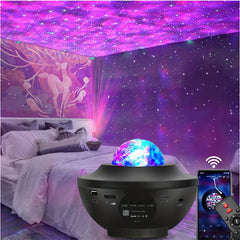 Galaxy Star Projector Night Light Voice Control 4 In 1 Ocean Wave Galaxy & Star