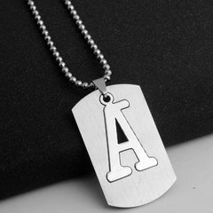 Men's Letter Pendant Necklace Stainless Steel Punk Chain A N