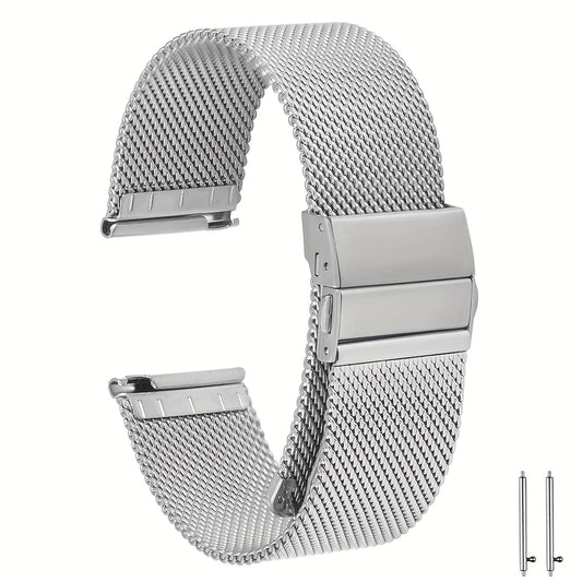 Casual Business Silver Stainless Steel Watch Strap