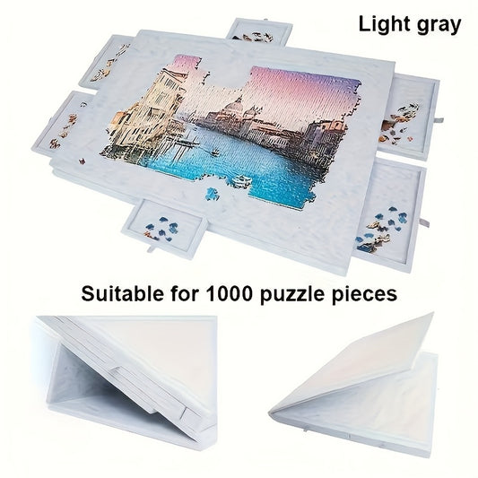6-In-1 Portable Puzzle Table with Drawers