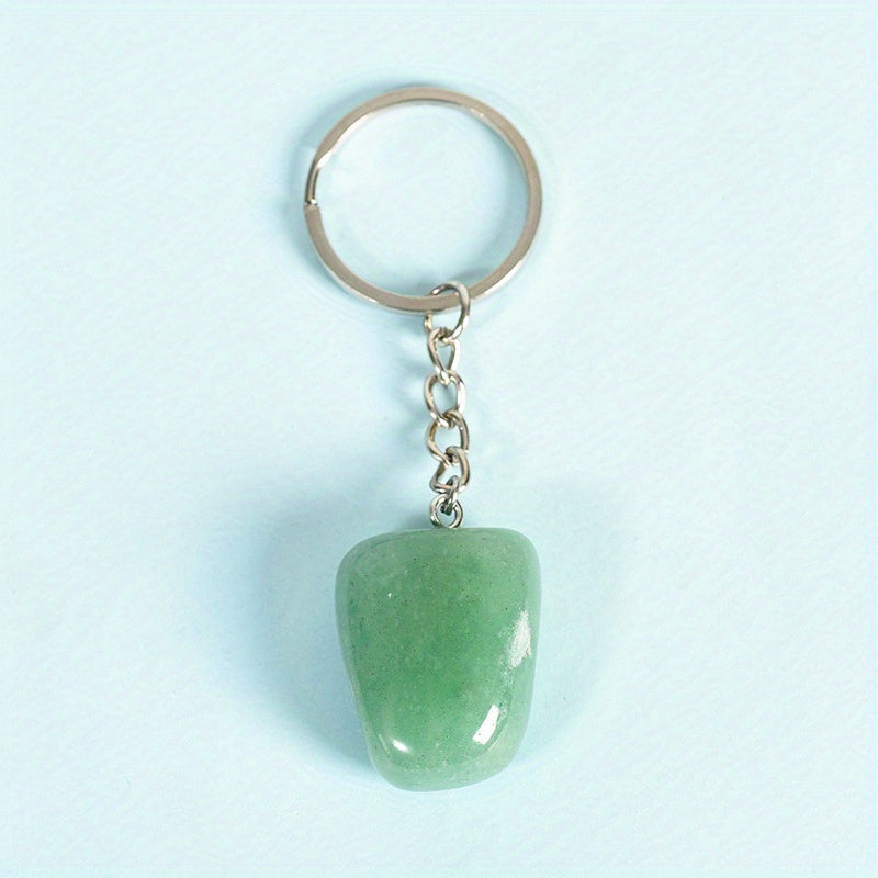 Natural Stone Healing Crystal Agate Keychain Pendant Bag Buckle Key Chain