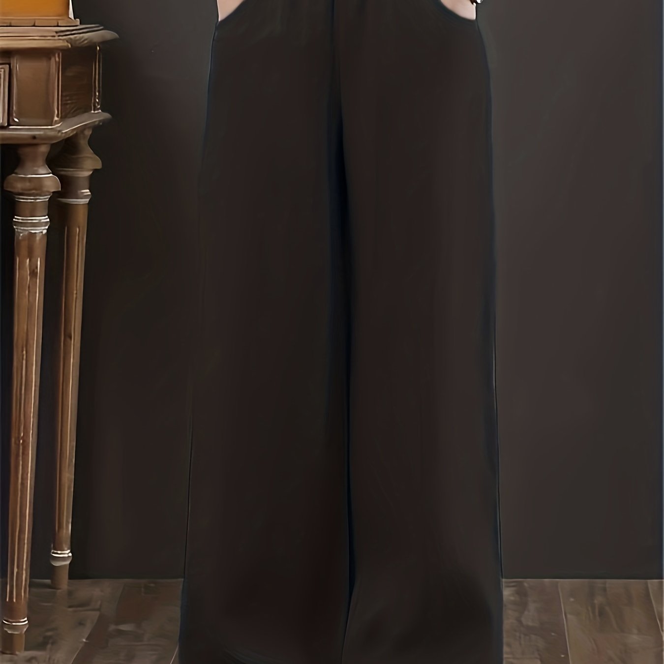  Solid High Rise Loose Fit Trousers With Pockets