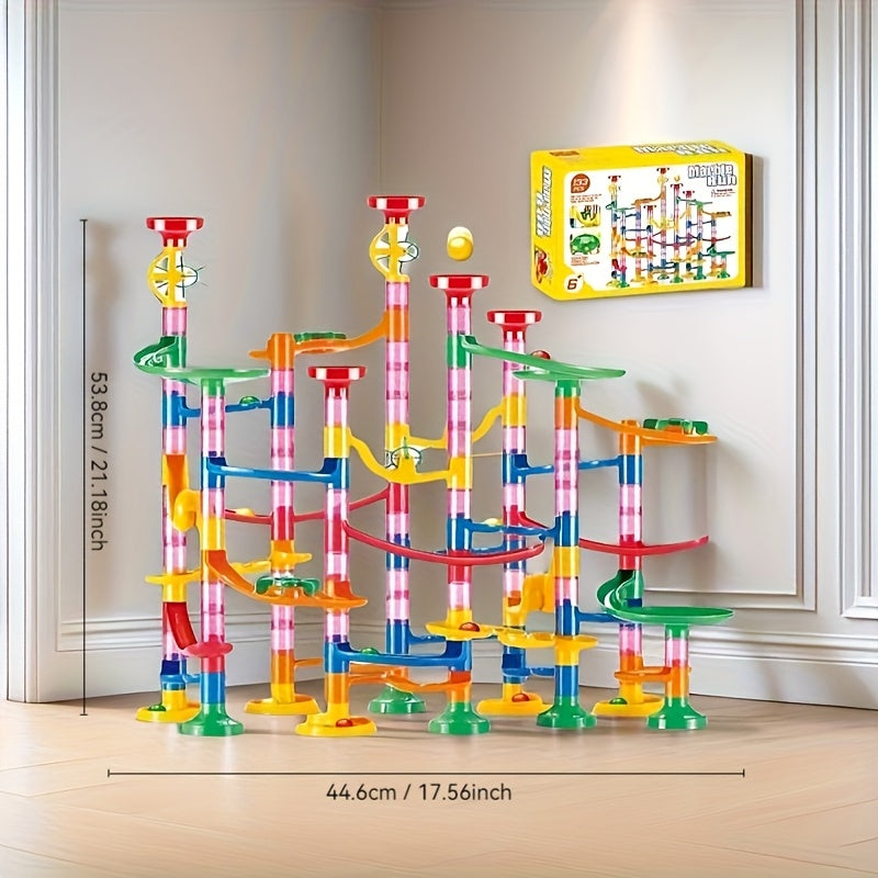 Colorful Marble Run Toy Blocks Rotating Slides & Ramps for Kids