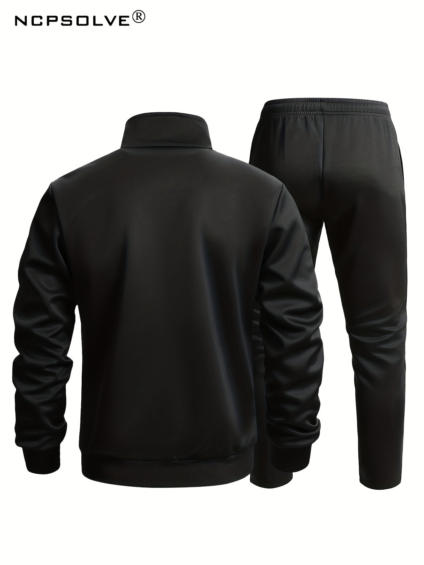 Men's Sports Suit Zip Up Jacket & Solid Pants