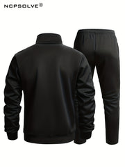 Men's Sports Suit Zip Up Jacket & Solid Pants
