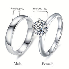 Men's Silver Stainless Steel Zircon Ring Set
