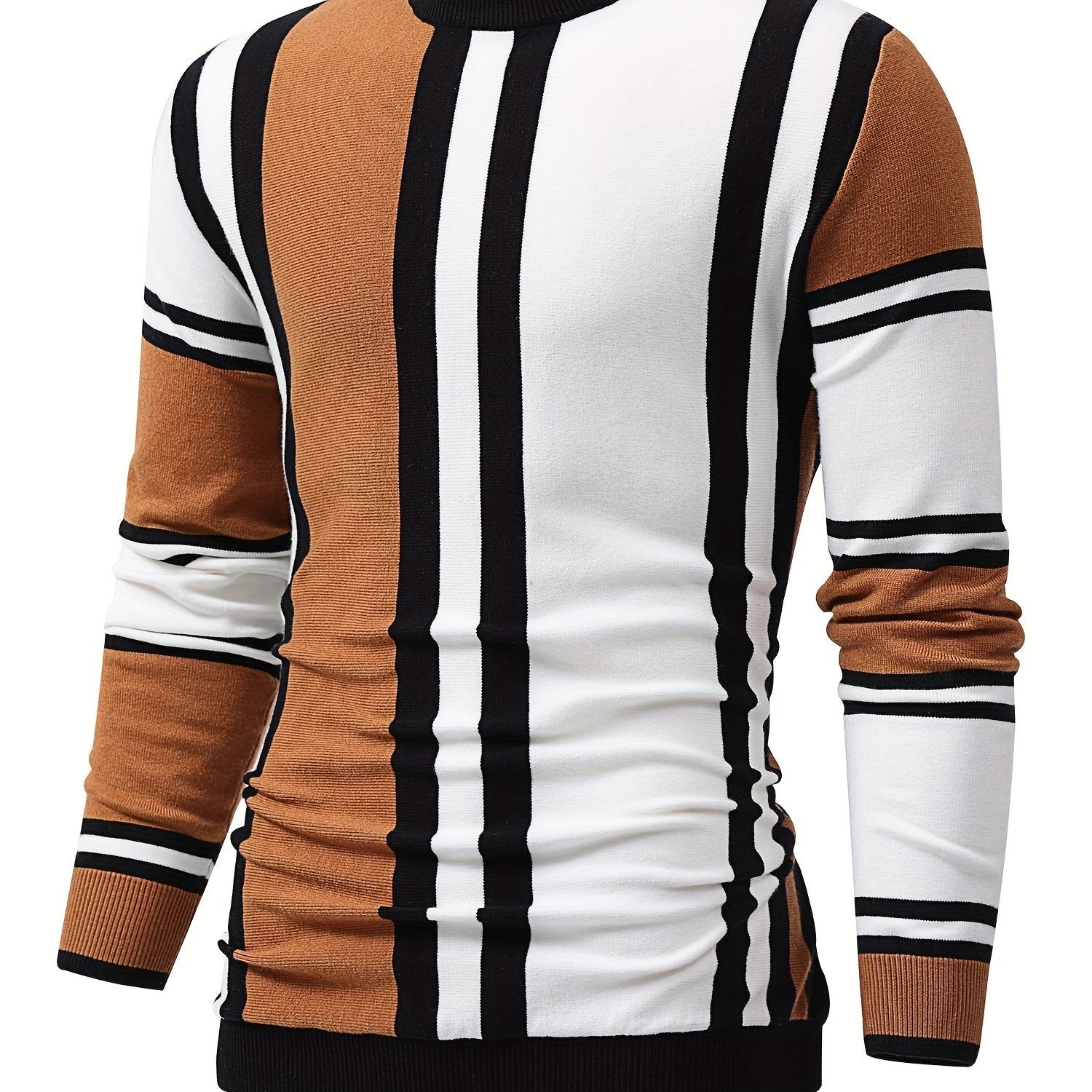 Men's High Stretch Crew Neck Pullover Sweater for Fall Winter
