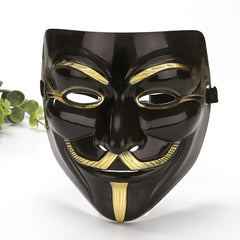Men's Full Face Mask with Golden Mustache PVC Material