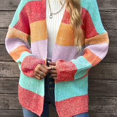  Colorblock Long Sleeve Cardigan