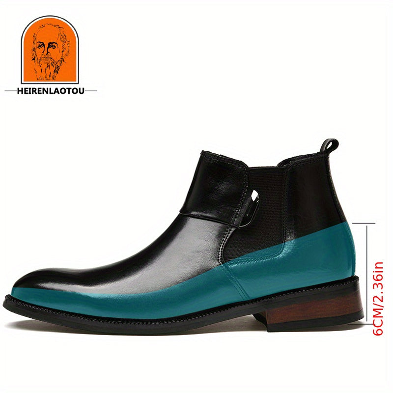 Men's Stacked Heel Chelsea Boots Casual Walking Shoes Elevator Shoes