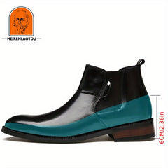 Men's Stacked Heel Chelsea Boots Casual Walking Shoes Elevator Shoes