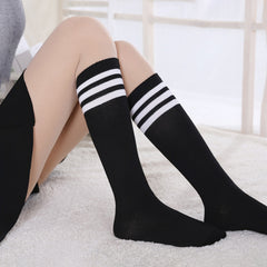 Striped Long Tube Socks Solid Socks Women's Stockings