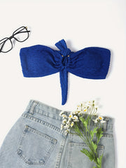 Solid Bandeau Tie Back Bikini Top