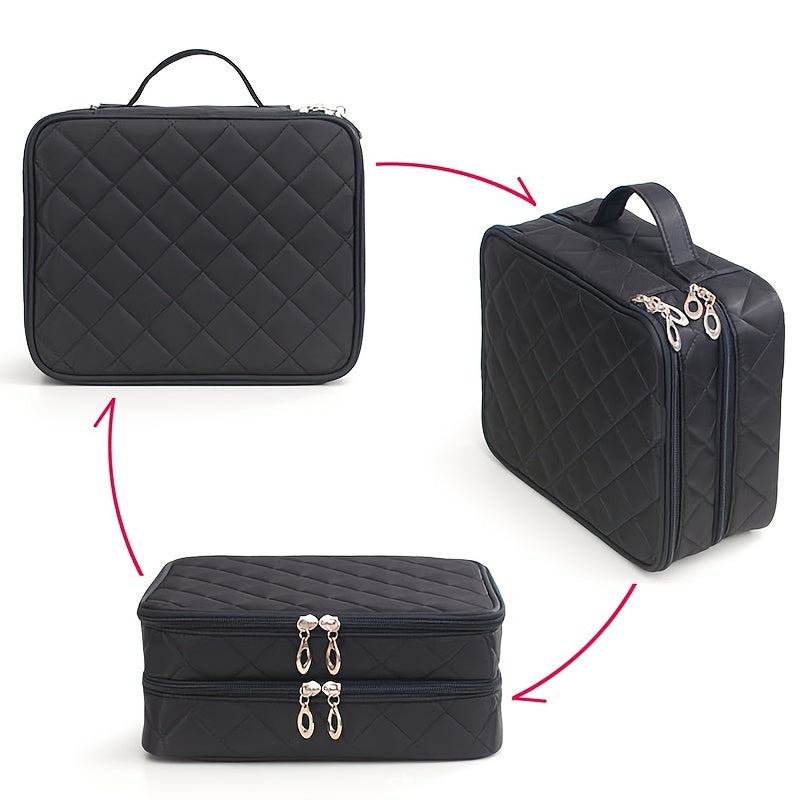 Large Capacity Double Layer Makeup Bags Organizer Travel Multifunctional