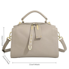 Gray Leather Pillow Bag Large Capacity Shoulder & Crossbody Handbag