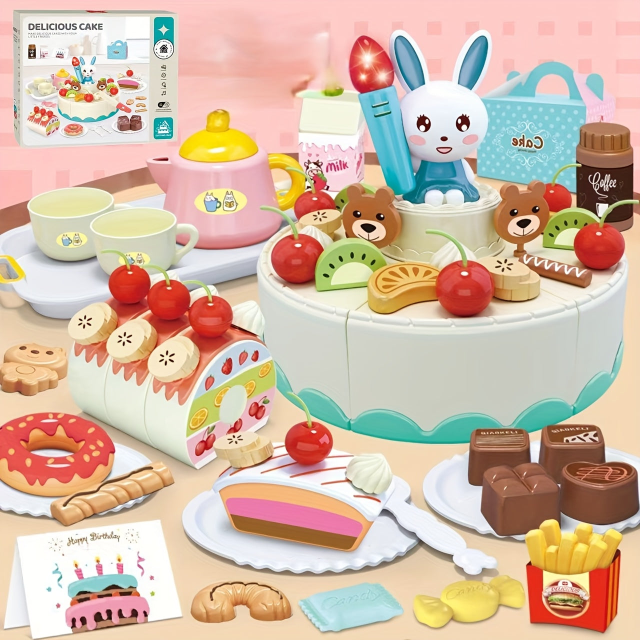 Toy Cake Cutting Fruit Afternoon Tea Set for Kids
