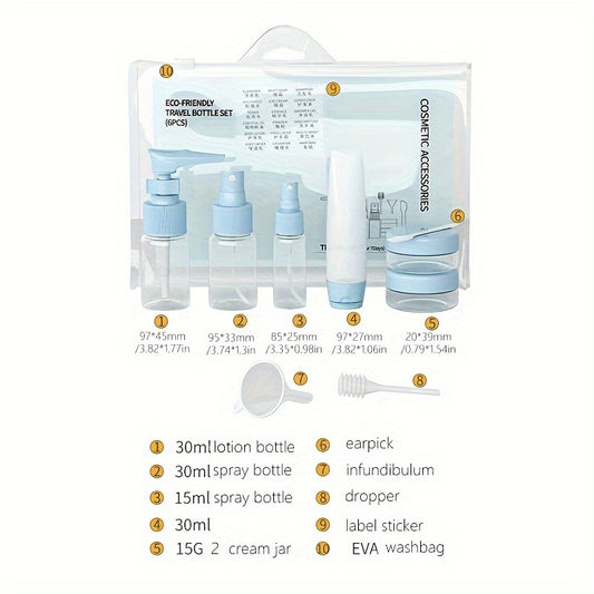 9pcs Travel Storage Set Portable Sub Bottle Cosmetics Shampoo Emulsion