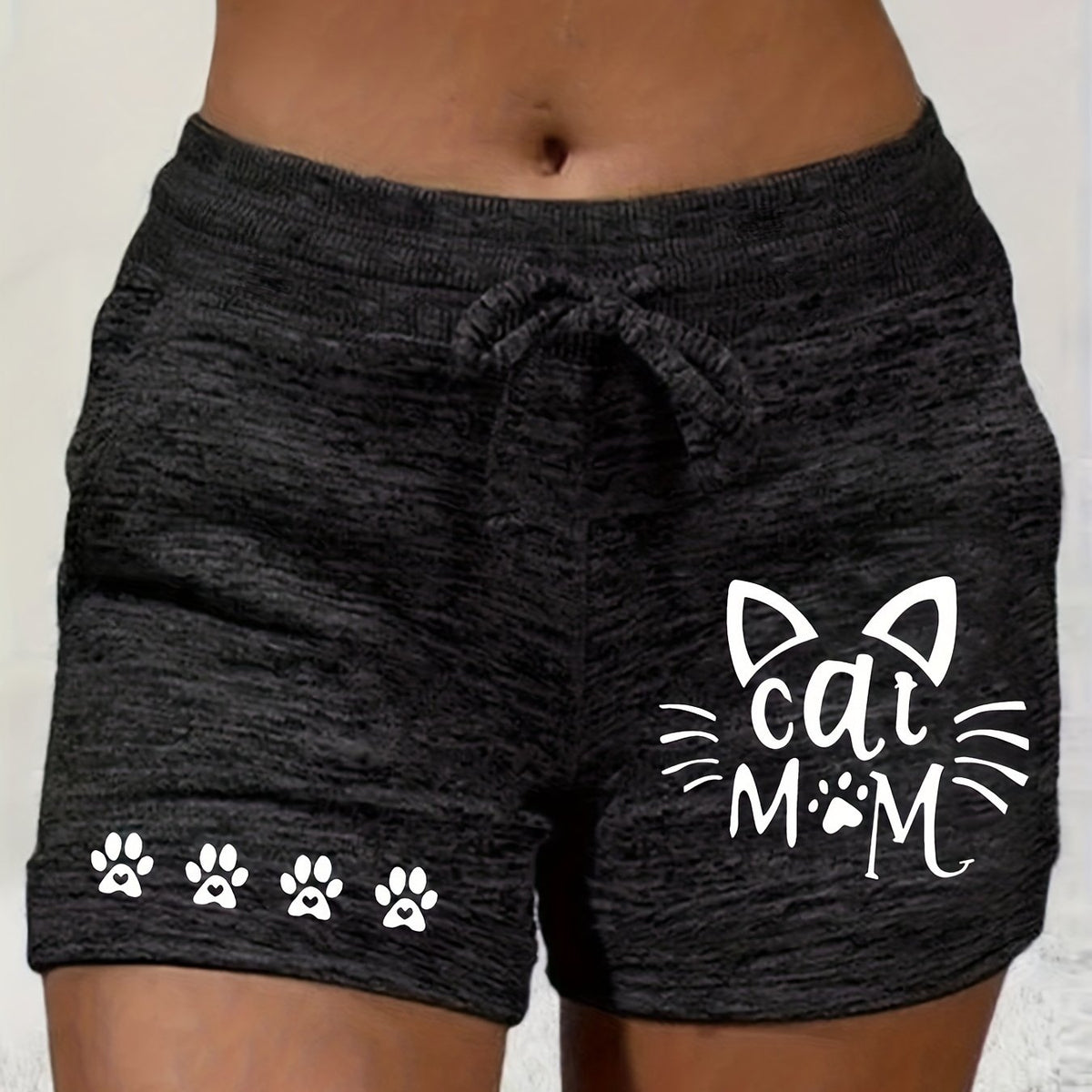 Cat Mom Drawstring Shorts for Women