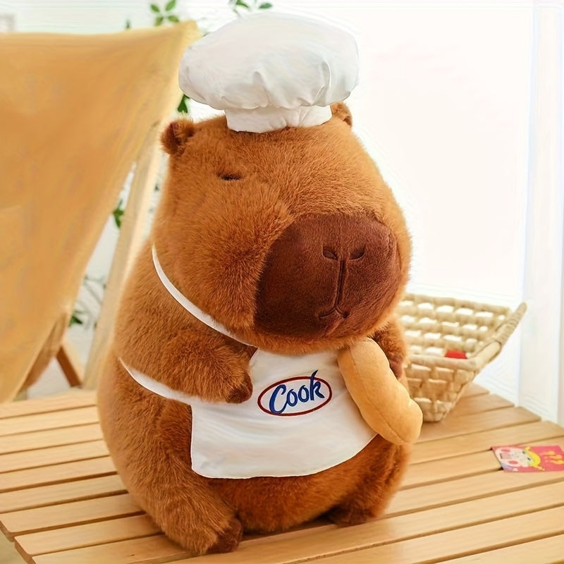 Capybara Chef Plush Stuffed Animal with Expressive Eyes