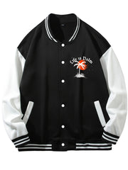 Life Is Palm Print Men's Casual Baseball Jacket