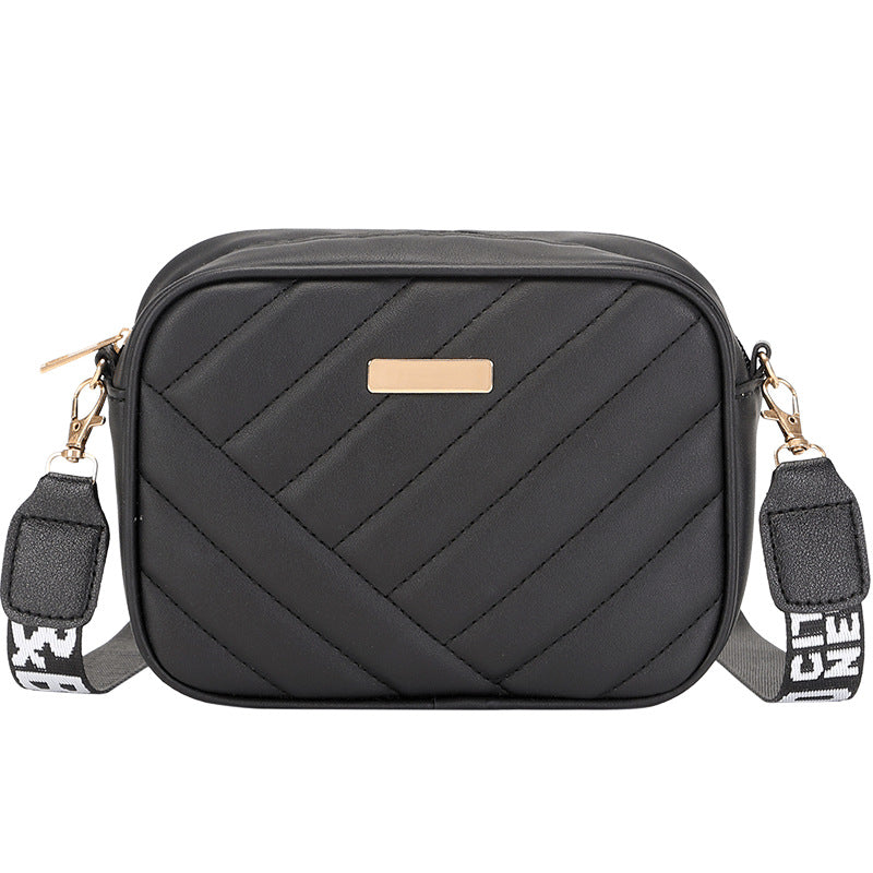 Quilted Square Crossbody Bag Metal Zipper Purse Faux Leather Shoulder Bag