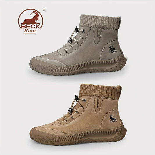 Men's No Tie Lace up Boots Casual Walking Shoes Sock Shoes