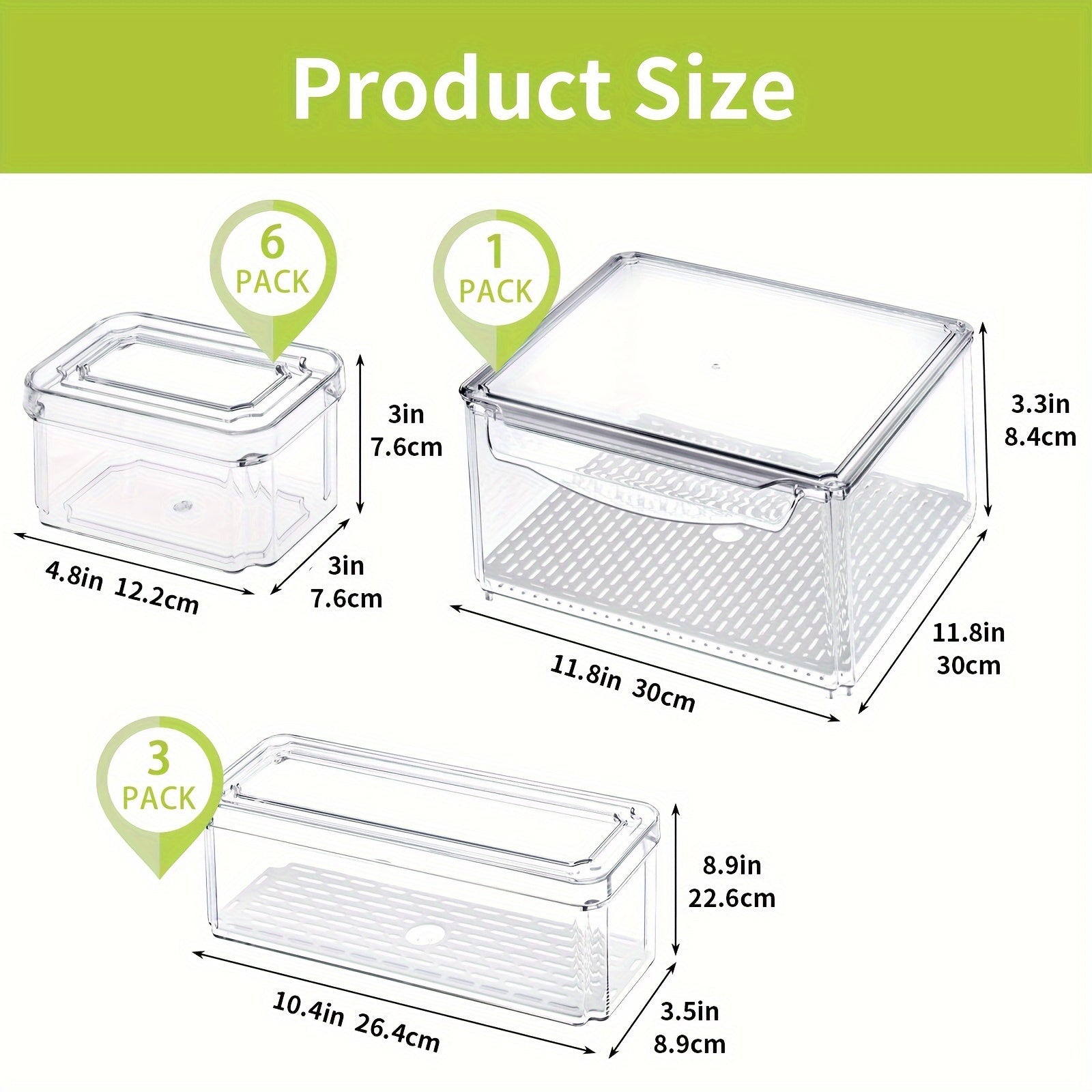 10pcs Clear Plastic Refrigerator Storage Tray with Lid