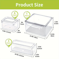 10pcs Clear Plastic Refrigerator Storage Tray with Lid