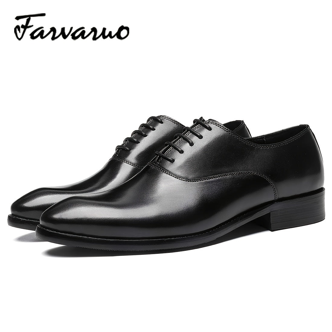 FARWARWO Men's Leather Oxford Shoes Pointed Toe Comfortable Dress Shoes