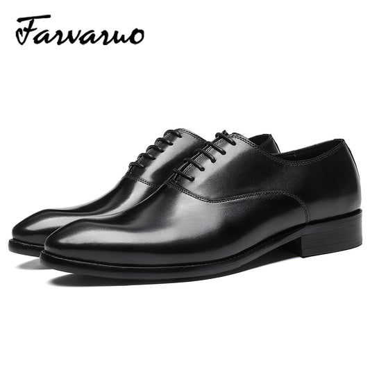 FARWARWO Men's Leather Oxford Shoes Pointed Toe Comfortable Dress Shoes