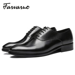 FARWARWO Men's Leather Oxford Shoes Pointed Toe Comfortable Dress Shoes