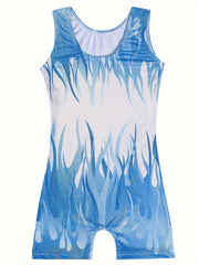 Flame Graphic Gymnastics Suit Ballet Leotard