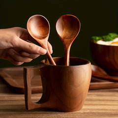 4pc Modern Reusable Wooden Spoons Set for Dinner Coffee Milk