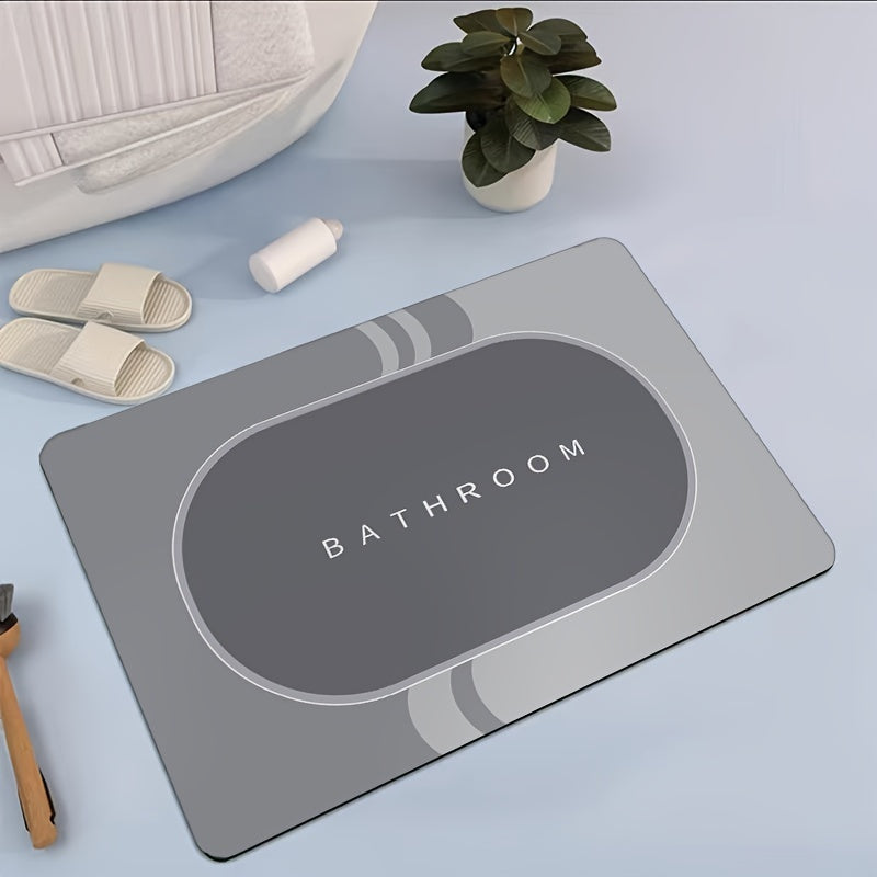 1pc Bathroom Mat Floor Mat Modern Rug Non Slip Absorbent Quick Dry Grey
